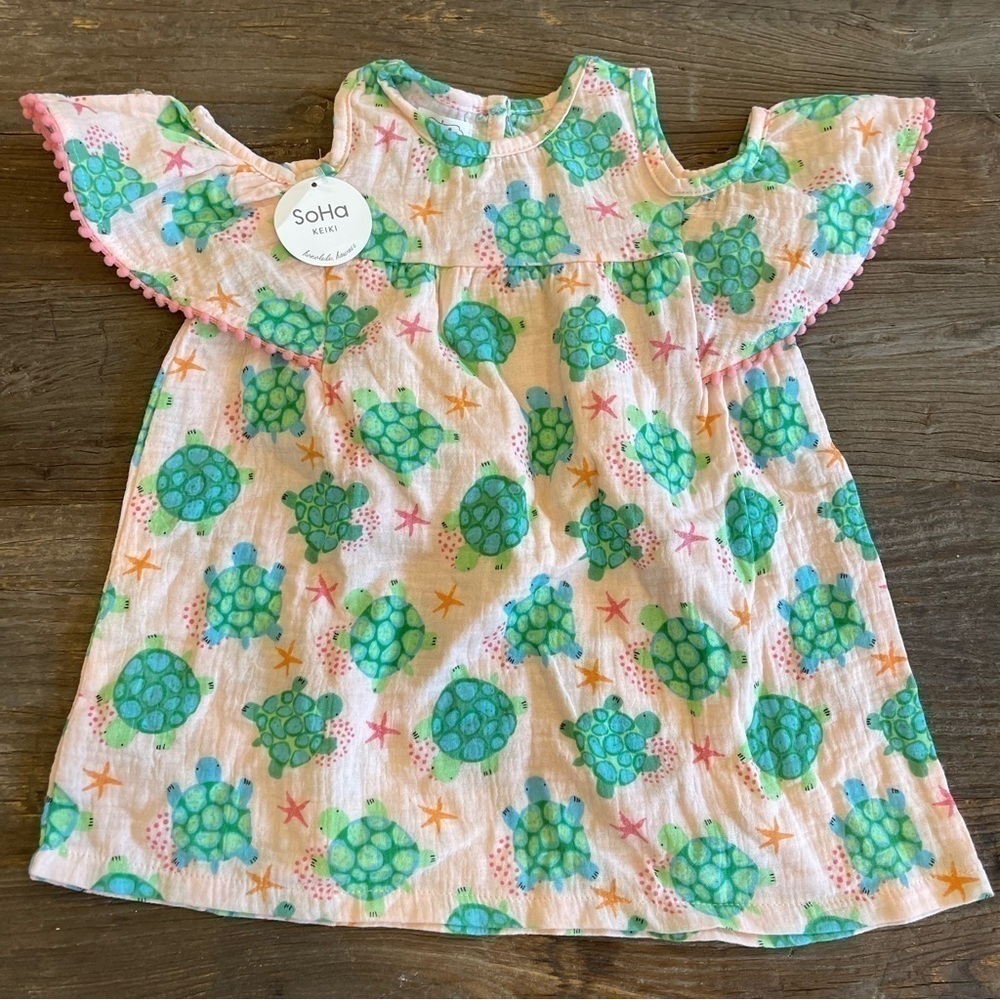 Mudpie Dress Muslin Gauzy Cotton Summer Spring Turtles Beach Vacation Hawaii New